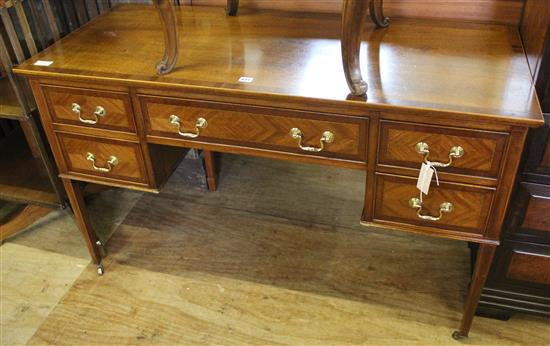 Edwardian mahogany writing desk, fitted five drawers